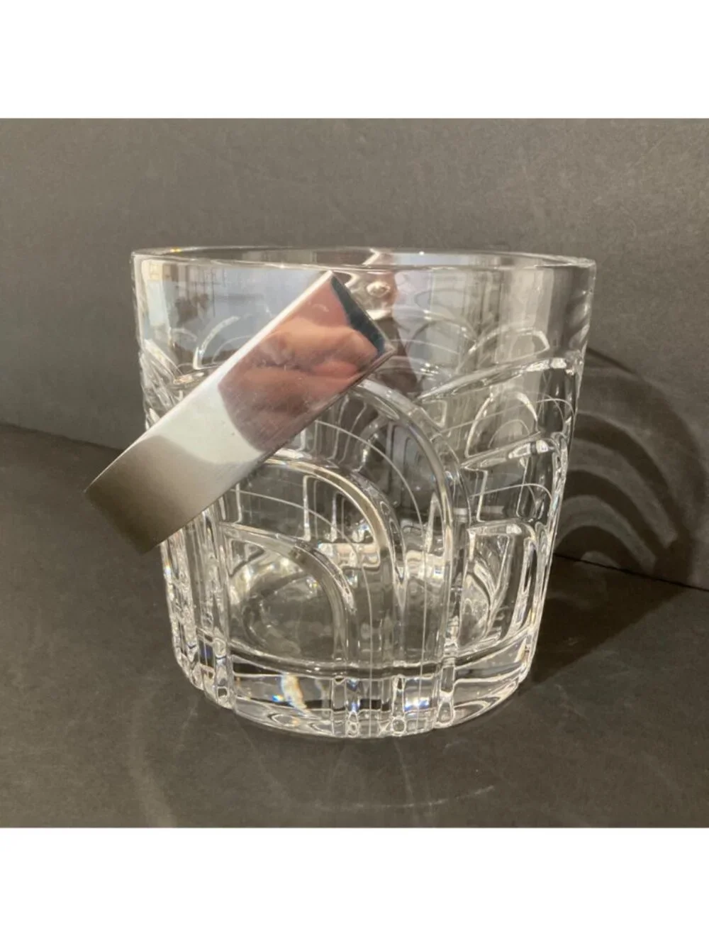 Rogaska Gallia Heavy Cut Crystal Modernist Ice Bucket Maestro Collection